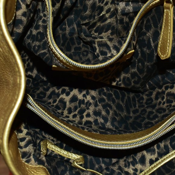 NOT FOR SALE- BEVERLY FELDMAN GOLD AND ZEBRA PRINT CALF HAIR LEATHER BAG - Picture 4 of 14